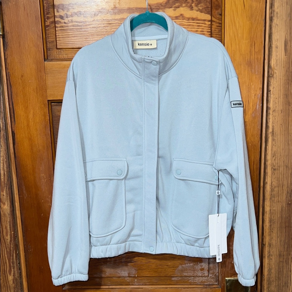 NWT Kensie Fleece Jacket Size 2x Super Soft Light Blue Perfect Spring Weight